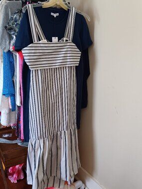 NWT Theory Black & White Stripe Cotton Sundress Size Small